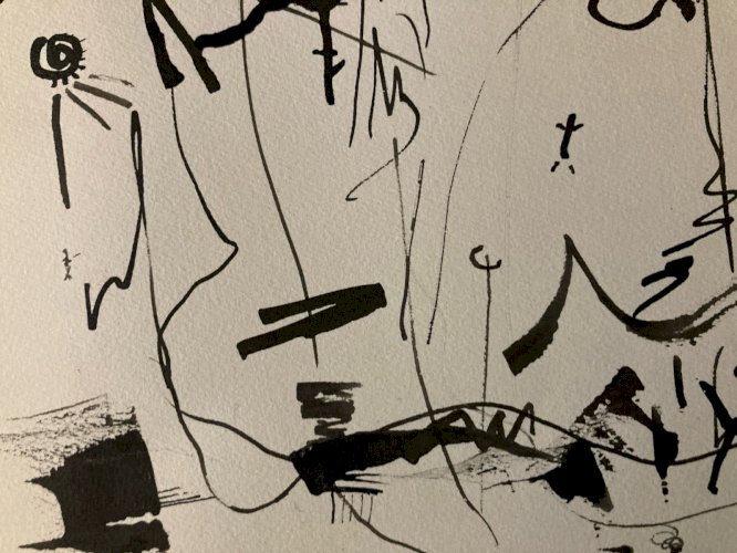 Dessin Peinture Abstrait 1980 À Identifier  Surréalisme Surréaliste Encre