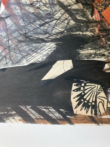 Dessin  Peinture Aquarelle Collage Papier abstraction 1969 Abstrait Géométrique