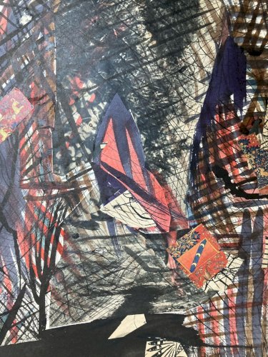 Dessin  Peinture Aquarelle Collage Papier abstraction 1969 Abstrait Géométrique