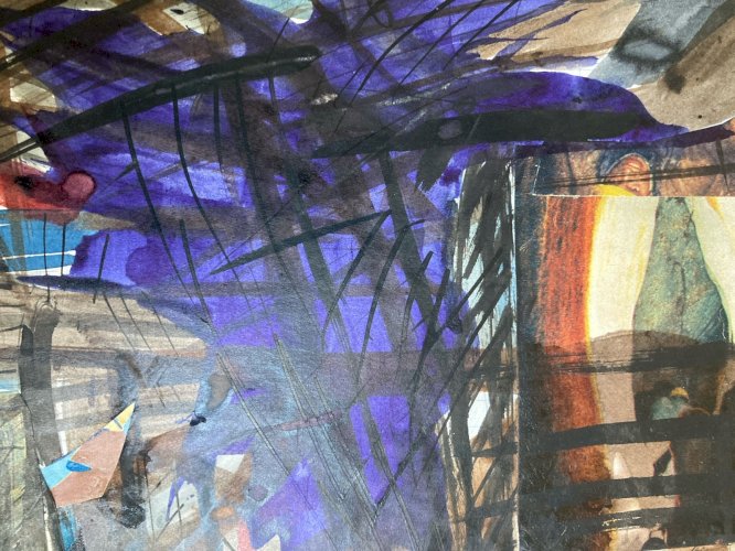 Dessin  Peinture Aquarelle Collage Papier abstraction 1970 Abstrait Géométrique