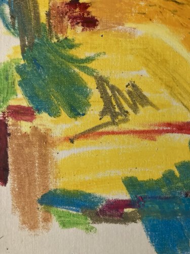 Dessin Peinture Art Craie Grasse XXe Abstrait 1990 À Identifier Abstraction