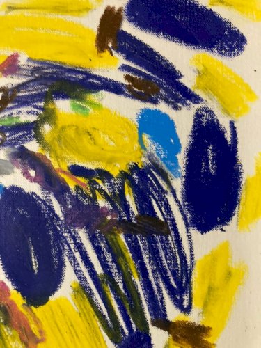 Dessin Peinture Craie Grasse Abstrait 1990 À Identifier  Abstraction Art