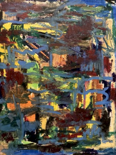 Dessin Peinture Craie Grasse XXe Abstrait 1990 À Identifier  Abstraction Art