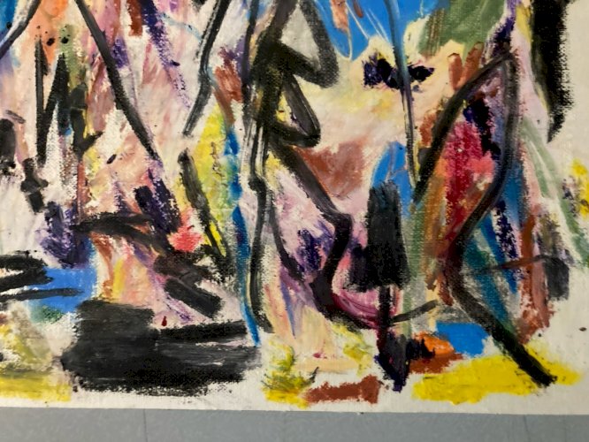 Dessin Peinture Craie Grasse XXe Abstrait 1990 À Identifier Art  Abstraction