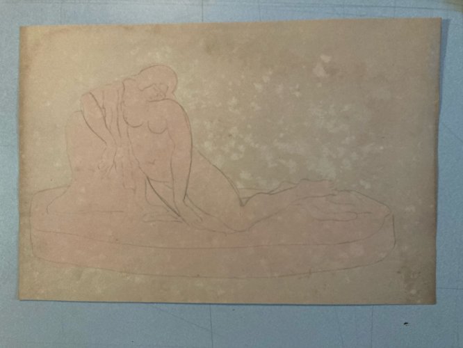 Dessin Peinture École Française Femme Atelier Académique Ancien 1950