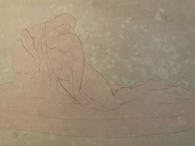 Dessin Peinture École Française Femme Atelier Académique Ancien 1950