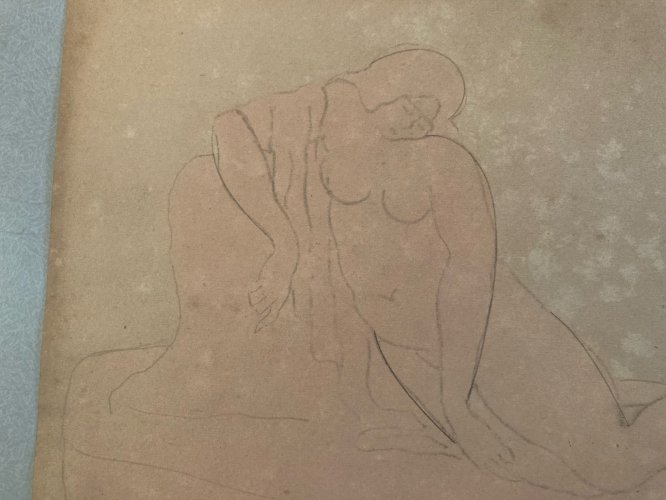 Dessin Peinture École Française Femme Atelier Académique Ancien 1950