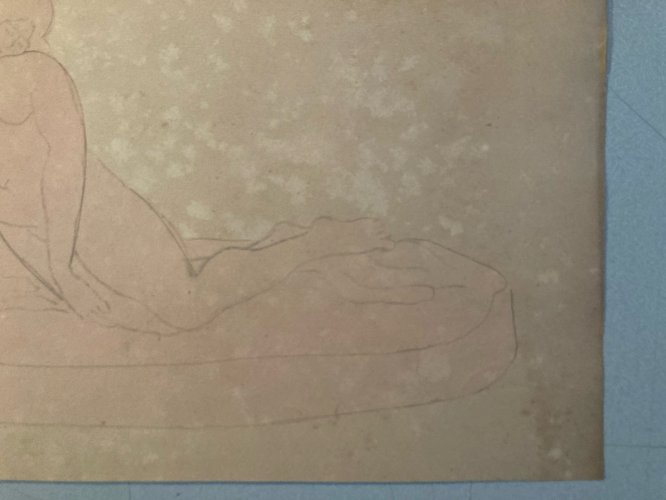 Dessin Peinture École Française Femme Atelier Académique Ancien 1950