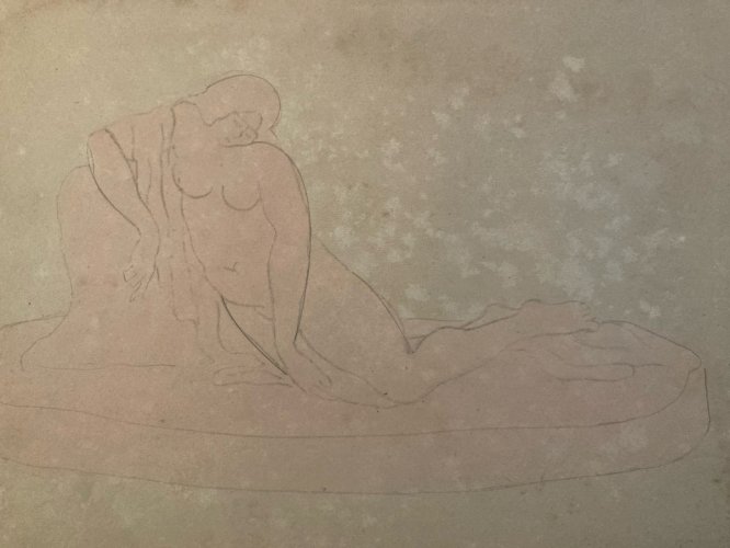Dessin Peinture École Française Femme Atelier Académique Ancien 1950