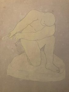 Dessin Peinture École Française Homme Atelier Académique Ancien 1950