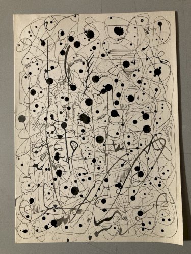 Dessin Peinture Encre Abstrait 1980 À Identifier  Surréalisme Surréaliste