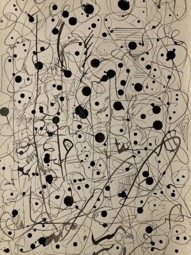 Dessin Peinture Encre Abstrait 1980 À Identifier  Surréalisme Surréaliste