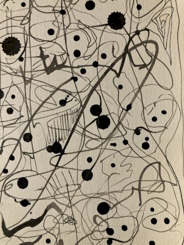 Dessin Peinture Encre Abstrait 1980 À Identifier  Surréalisme Surréaliste