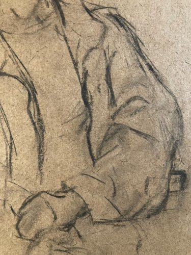 Dessin Peinture Fusain femme Portrait A Identifier 1970 Expressionniste Art