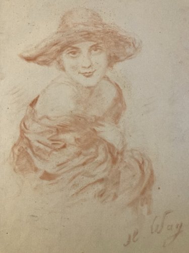 Dessin Peinture Fusain Jeune femme Art Deco Portrait Charles James Way