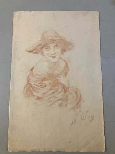 Dessin Peinture Fusain Jeune femme Art Deco Portrait Charles James Way