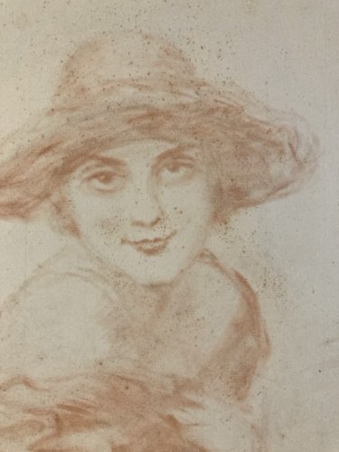 Dessin Peinture Fusain Jeune femme Art Deco Portrait Charles James Way