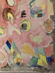 Abstract Gouache Painting Drawing 1980 To Identify Surrealism Surrealist