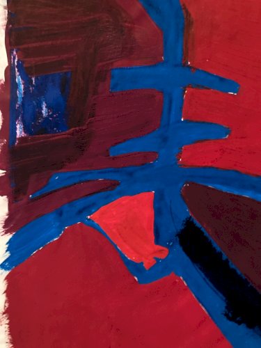 Dessin Peinture Gouache Abstrait 1980 Non Signé À Identifier  Abstraction