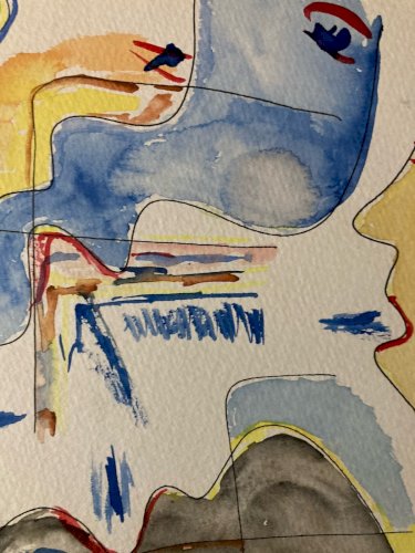 Dessin Peinture Gouache Abstrait 1980 Non Signé À Identifier  Surréalisme