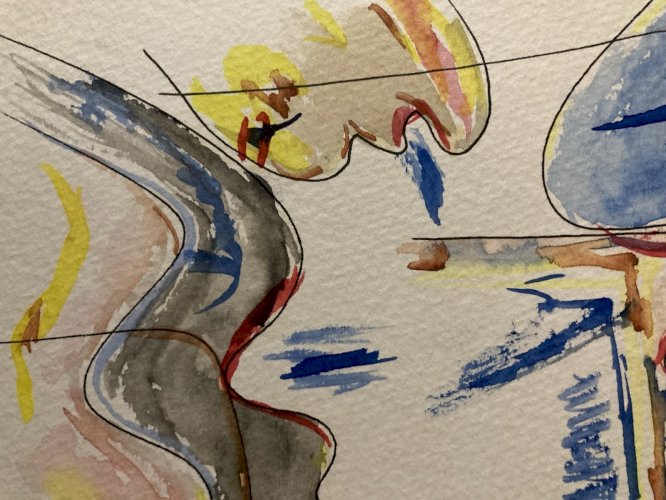 Dessin Peinture Gouache Abstrait 1980 Non Signé À Identifier  Surréalisme