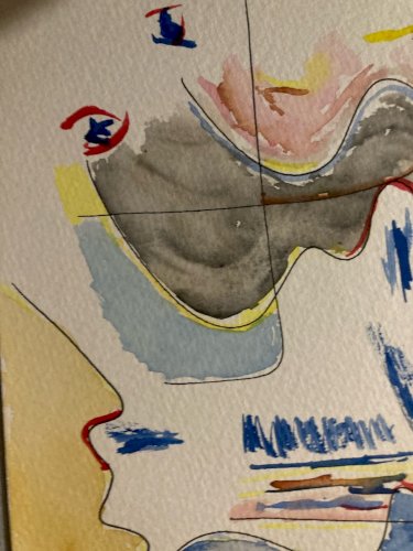 Dessin Peinture Gouache Abstrait 1980 Non Signé À Identifier  Surréalisme