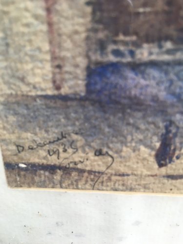 Dessin Peinture Papier Aquarelle Église Sain Etienne Du Mont Paris 1925 Art