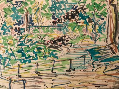 Dessin Peinture Papier Aquarelle Paysage Ville Paris 1920 Ancien Lebourg ?