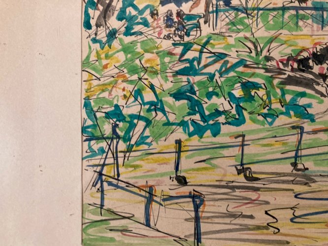 Dessin Peinture Papier Aquarelle Paysage Ville Paris 1920 Ancien Lebourg ?