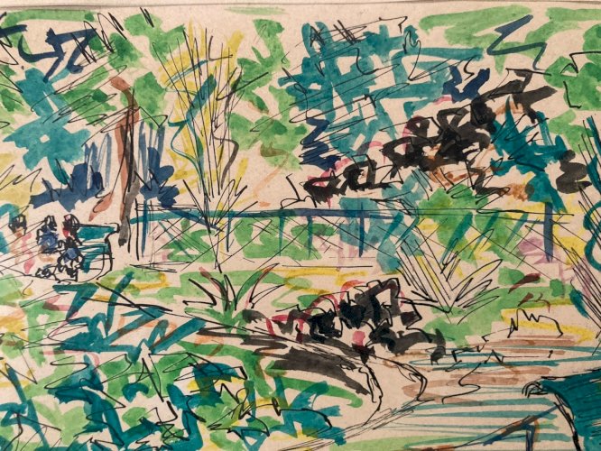 Dessin Peinture Papier Aquarelle Paysage Ville Paris 1920 Ancien Lebourg ?