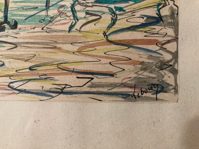 Dessin Peinture Papier Aquarelle Paysage Ville Paris 1920 Ancien Lebourg ?