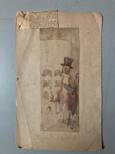 Dessin Peinture Papier Aquarelle Portrait Epoque Exposition  Soutine 1952