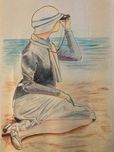 Dessin Portrait 1930 Crayon Papier Femme  Nouveau Déco Art Main  Epoque XXe