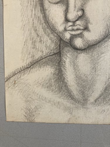 Dessin Portrait Crayon Papier Femme 1920 Nouveau Déco Ancien  Epoque XXe