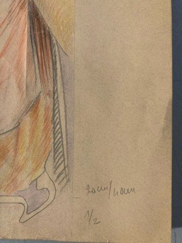 Dessin Portrait Crayon Papier Femme 1930 Nouveau Déco Art Main  Epoque