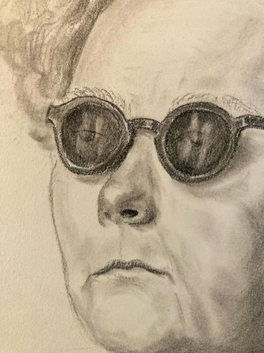 Dessin  Portrait Crayon Papier Femme Lunettes 1952 Art Déco Etude Signé Drawing