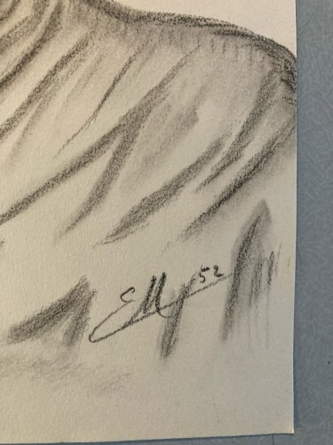 Dessin  Portrait Crayon Papier Femme Lunettes 1952 Art Déco Etude Signé Drawing