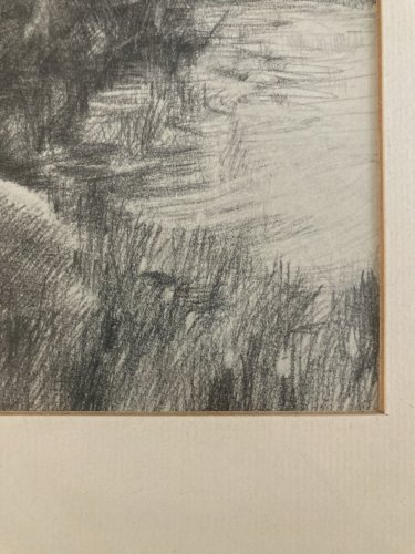 Dessin portrait Jeune Femme Début Art Deco A Identifier Crayon Arbre