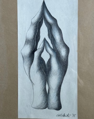 Dessin représentant des mains par Calin Hentea XXe A5558