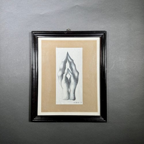 Dessin représentant des mains par Calin Hentea XXe A5558