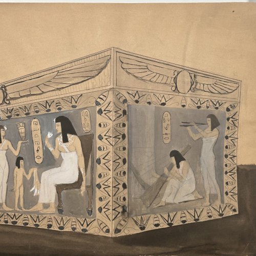 Dessin représentant un temple égyptien 1924 par Berger-Lheureux L1036