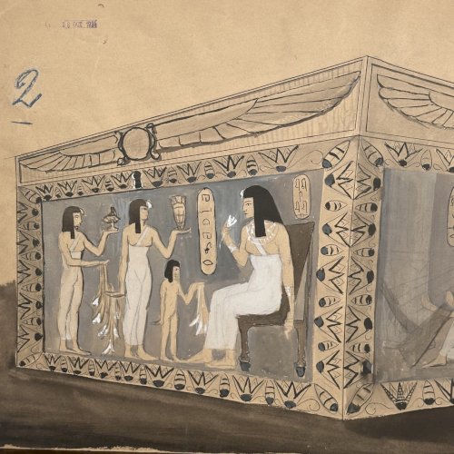 Dessin représentant un temple égyptien 1924 par Berger-Lheureux L1036