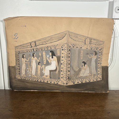 Dessin représentant un temple égyptien 1924 par Berger-Lheureux L1036