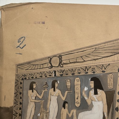 Dessin représentant un temple égyptien 1924 par Berger-Lheureux L1036