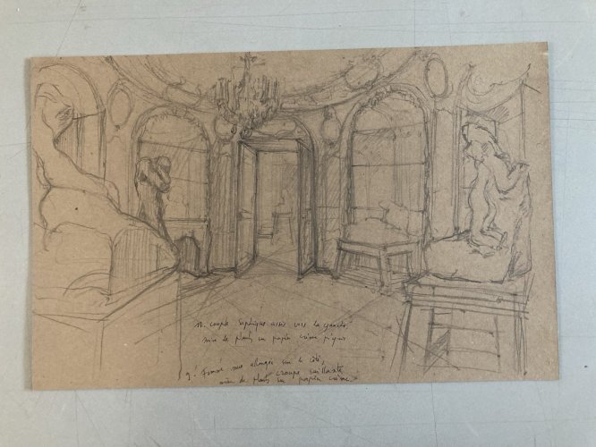 Dessin Rondin Auguste Musée Sculpture Crayon 1970 A Identifier Art Ancien