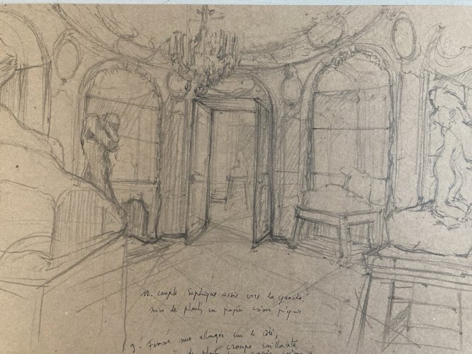 Dessin Rondin Auguste Musée Sculpture Crayon 1970 A Identifier Art Ancien