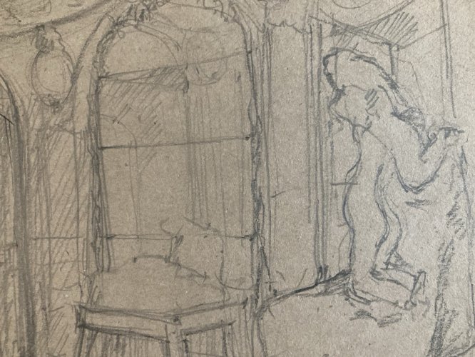Dessin Rondin Auguste Musée Sculpture Crayon 1970 A Identifier Art Ancien