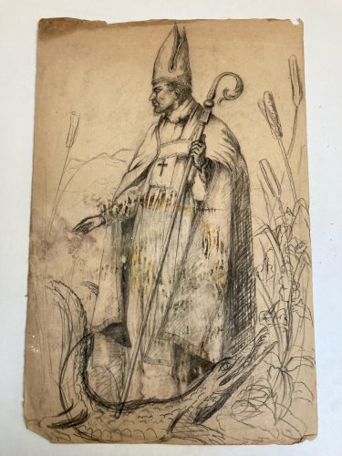 dessin Saint Bertrand Du Comminges Crocodile crayon XIXe art Curiosité