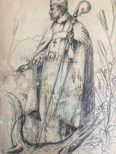 dessin Saint Bertrand Du Comminges Crocodile crayon XIXe art Curiosité