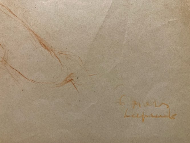 Dessin Sanguine Nu Nue Pierre LAPRADE Papier Femme Atelier Modèle Art Deco 1950